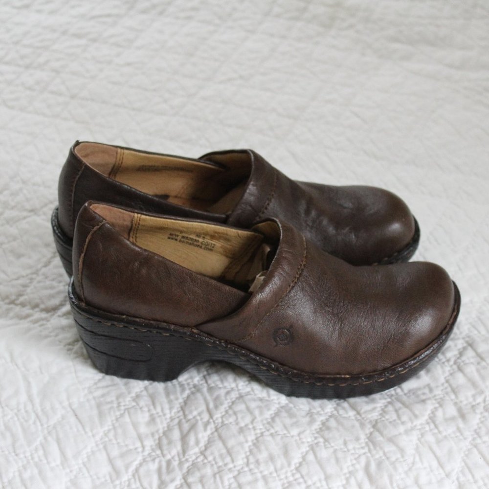 Born Brown Leather Clogs
